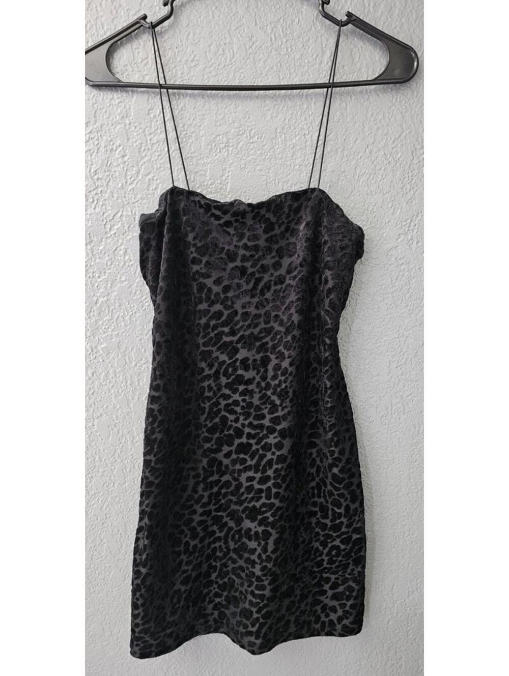 Women's Wild Fable Thin Stap Leopard Print Dress Size X Small Black Sleeveless